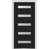 36 in. x 80 in. Davina Right-Hand Inswing 5-Lite Frosted Glass Painted Steel Prehung Front Door on 4-9/16 in. Frame - Super Arbor