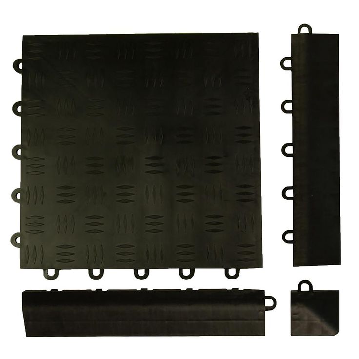 Greatmats Click Tile Black 2-3/8 in. x 12.14 in. x 5/8 in. Female Border Ramp with Loops (Case of 4)