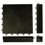 Greatmats Click Tile Black 2-3/8 in. x 12.14 in. x 5/8 in. Female Border Ramp with Loops (Case of 4)