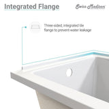 Voltaire 60 x 32 in. Acrylic Left-Hand Drain with Integral Tile Flange Rectangular Drop-in Bathtub in White - Super Arbor