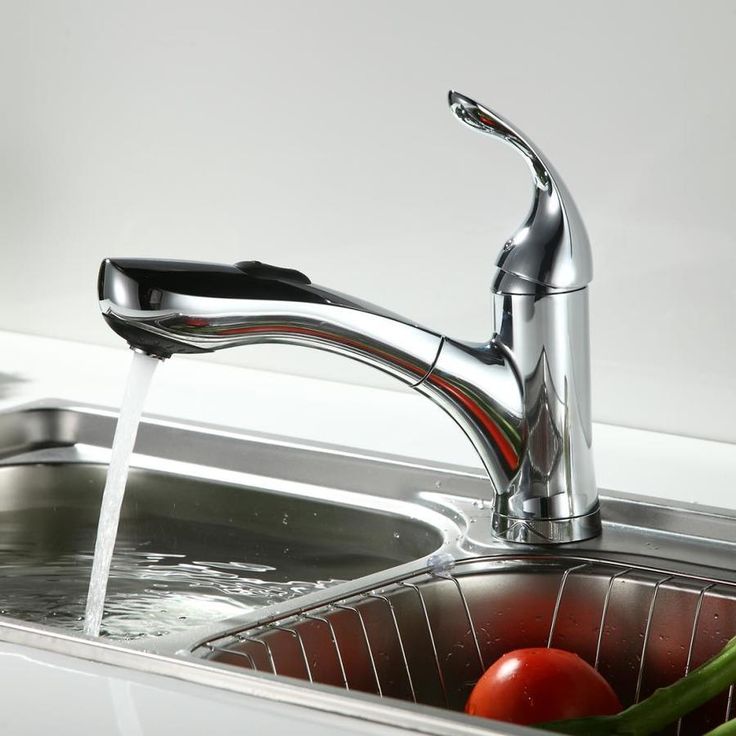 iSpring Chrome 1-Handle Deck-Mount Pull-Out Handle Kitchen Faucet (Deck Plate Included)