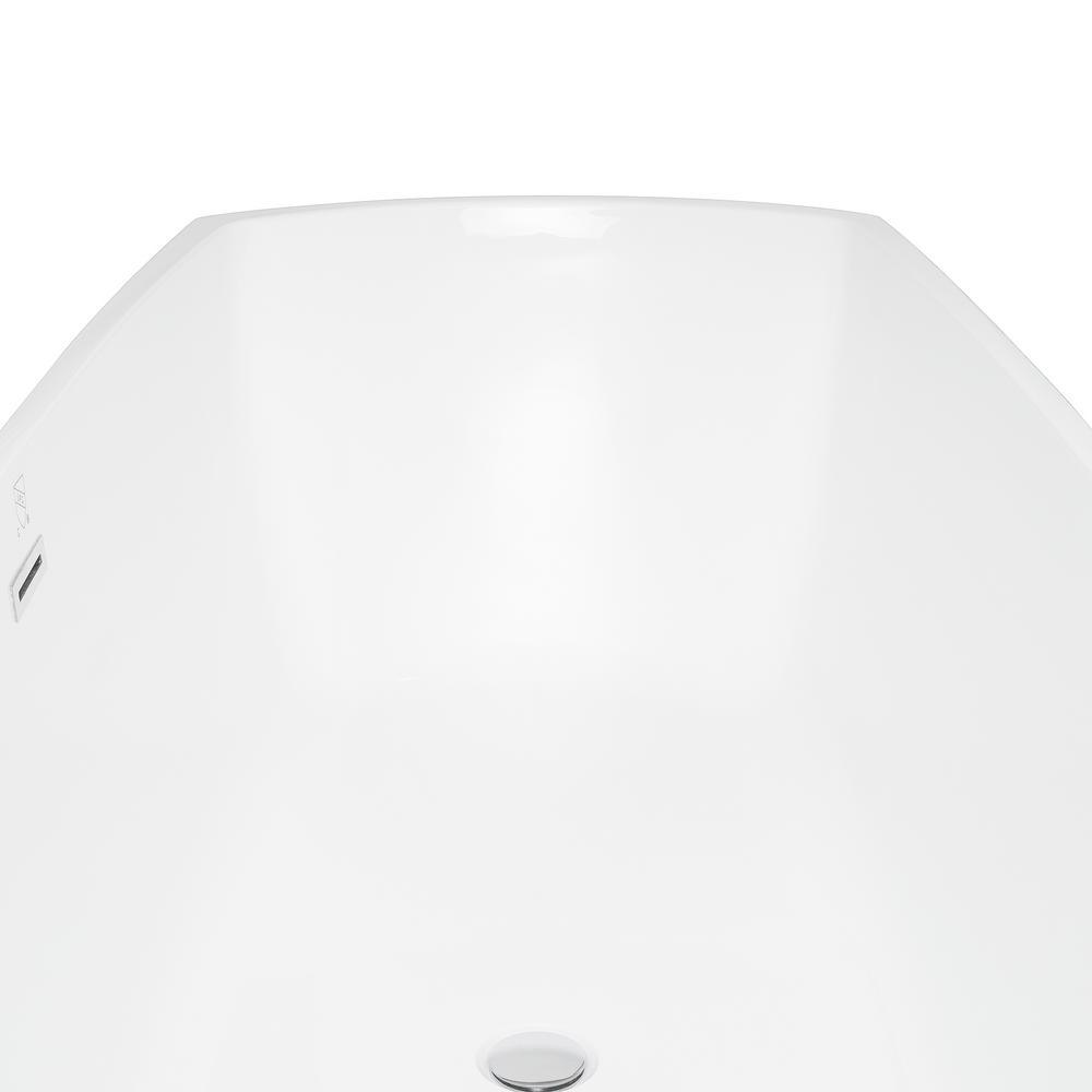 69 in. Acrylic Center Drain Rectangular Double Ended Flatbottom Freestanding Bathtub in White - Super Arbor