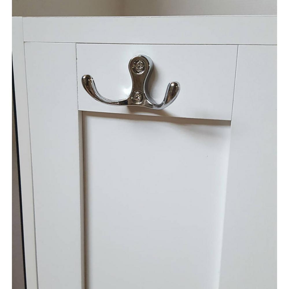11.81 in. L x 6.89 in. W x 66.73 in. H Swivel Storage Cabinet Organizer Tower Free Standing Linen Tower Mirror in White - Super Arbor