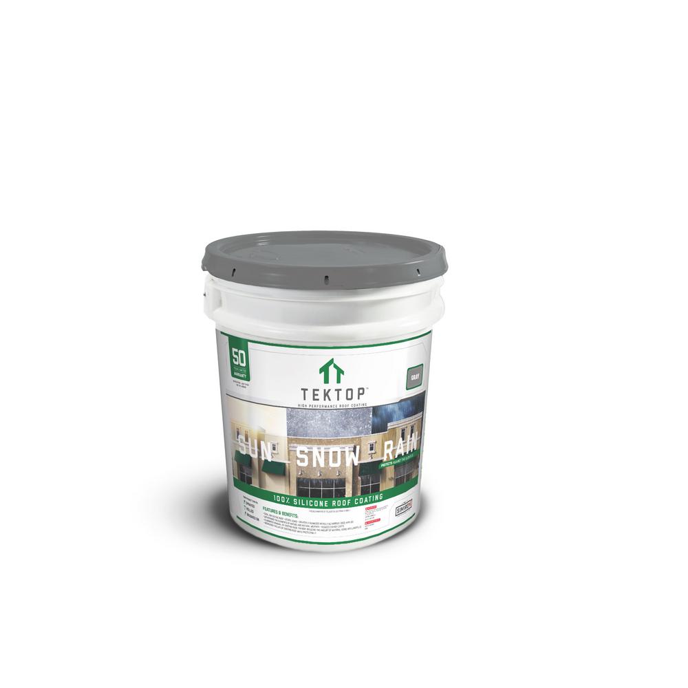 TekTop 5 Gal. Gray 100% Silicone High Solids Roof Coating - Super Arbor