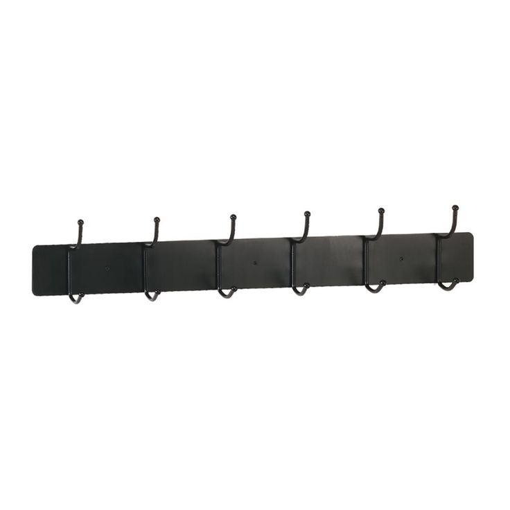 36 in. W x 3.625 in. D x 7.625 in. H Steel 6 Hook Coat Rack with Plate Frame in Black