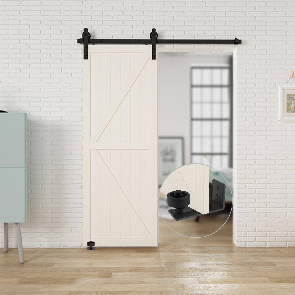4.88 in. Black Steel Heavy-Duty Adjustable Sliding Barn Door Floor Guide Hardware (Model 1) - Super Arbor