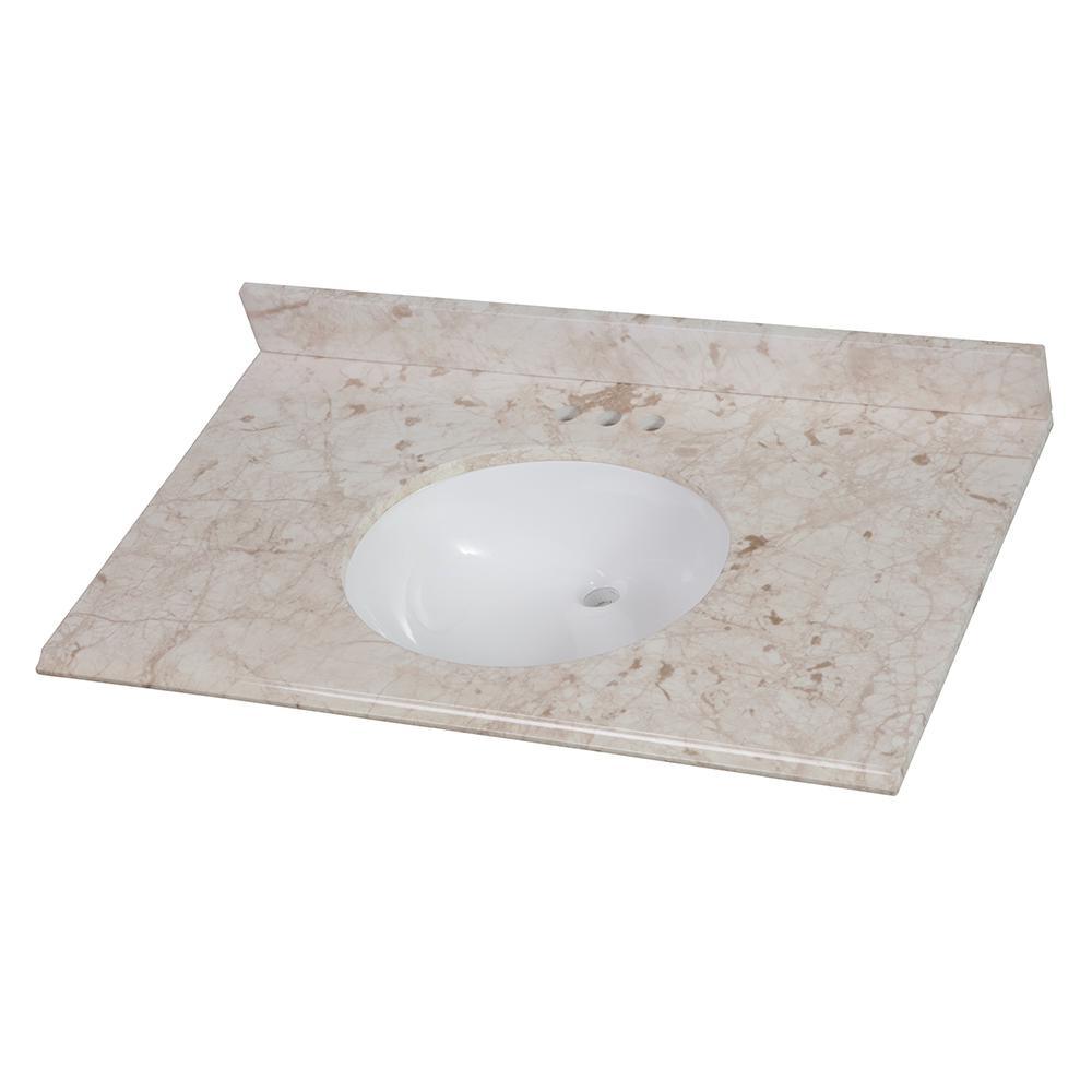 31 in. x 22 in. Stone Effects Vanity Top in Cascade with White Sink - Super Arbor