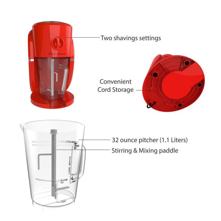 1 Qt. Red Frozen Drink Stand Mixer with Variable Mix Settings