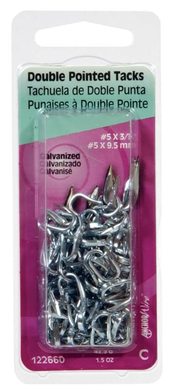 Hillman No. 5 Galvanized Steel Wire Cloth Staple, Double Point Tack, 5 Ga., 3/8 in., 1.5 oz