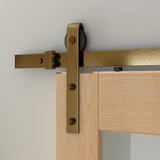 96 in. Soft-Close Satin Brass PVD Hook Strap Rolling Door Hardware Kit for Wood Door - Super Arbor