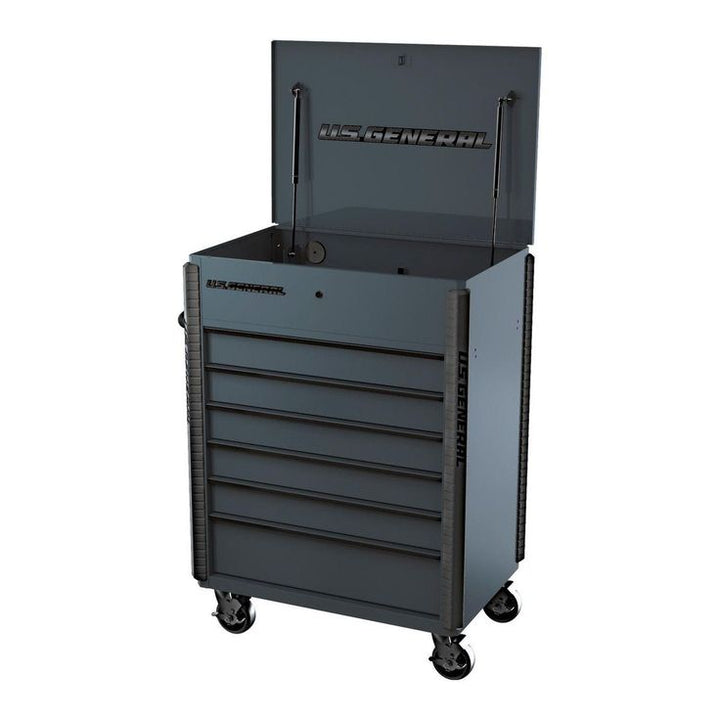 U.S. GENERAL 34 in. x 23 in., 6-Drawer, Full-Bank Service Cart, Slate Gray