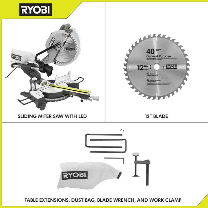 12 in. Sliding Miter Saw with LED