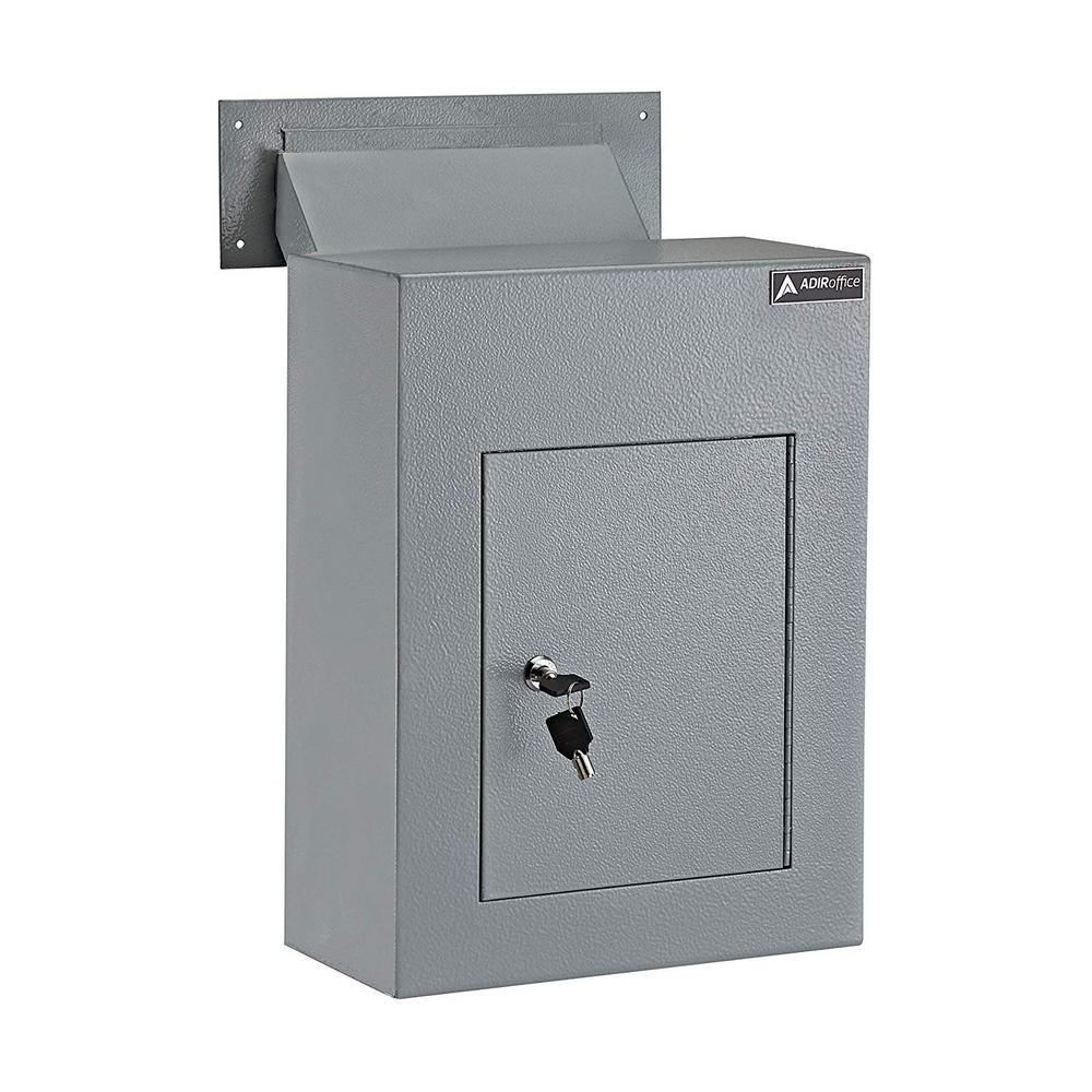 Black Steel Through the Wall Drop Box with Adjustable Chute Mail Receptacle - Super Arbor