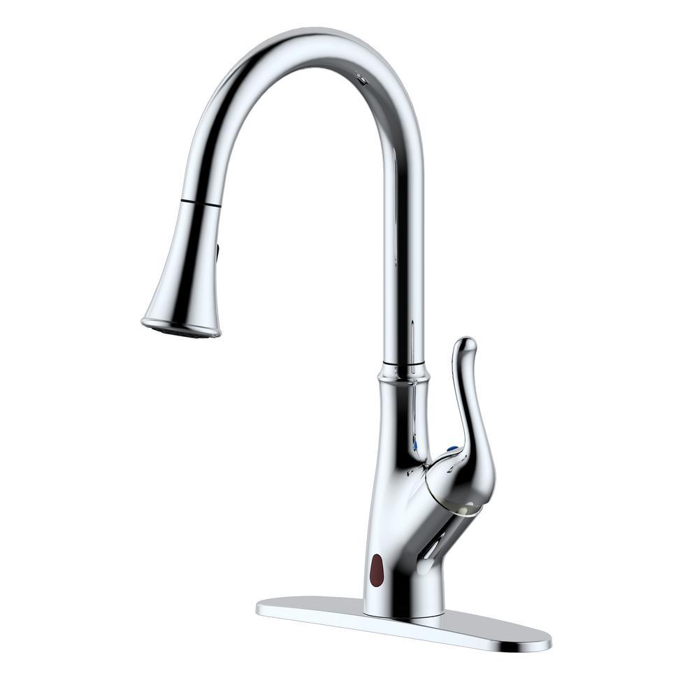 Brisbane Single-Handle Pull Down Sprayer Sensor Kitchen Faucet  Brushed Nickel - Super Arbor