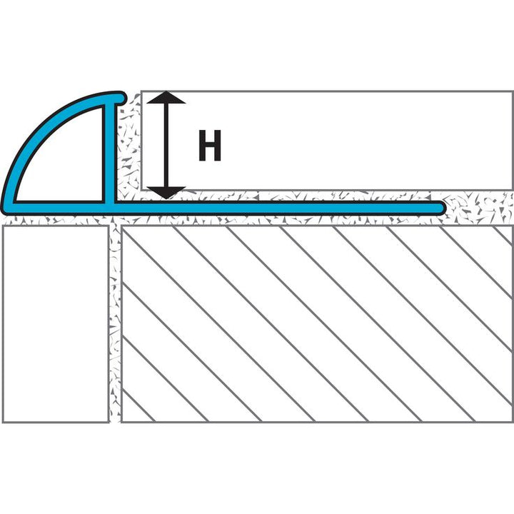 Round Edge 3/8 in. Satin Anodized Aluminum Profile