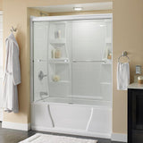 Crestfield 60 in. x 58-1/8 in. Traditional Semi-Frameless Sliding Bathtub Door in Nickel and 1/4 in. (6mm) Rain Glass - Super Arbor