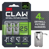 3M Claw Silver Drywall Picture Hanger, 25 lb Capacity, 4-Pack