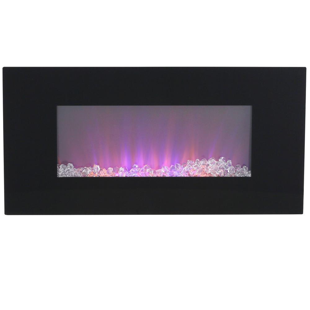 36 in. LED Fire and Ice Electric Fireplace with Remote in Black - Super Arbor