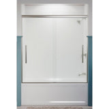 Pleat 59.625 in. x 63.5625 in. Frameless Sliding Bathtub Door in Matte Black with Frosted Glass - Super Arbor