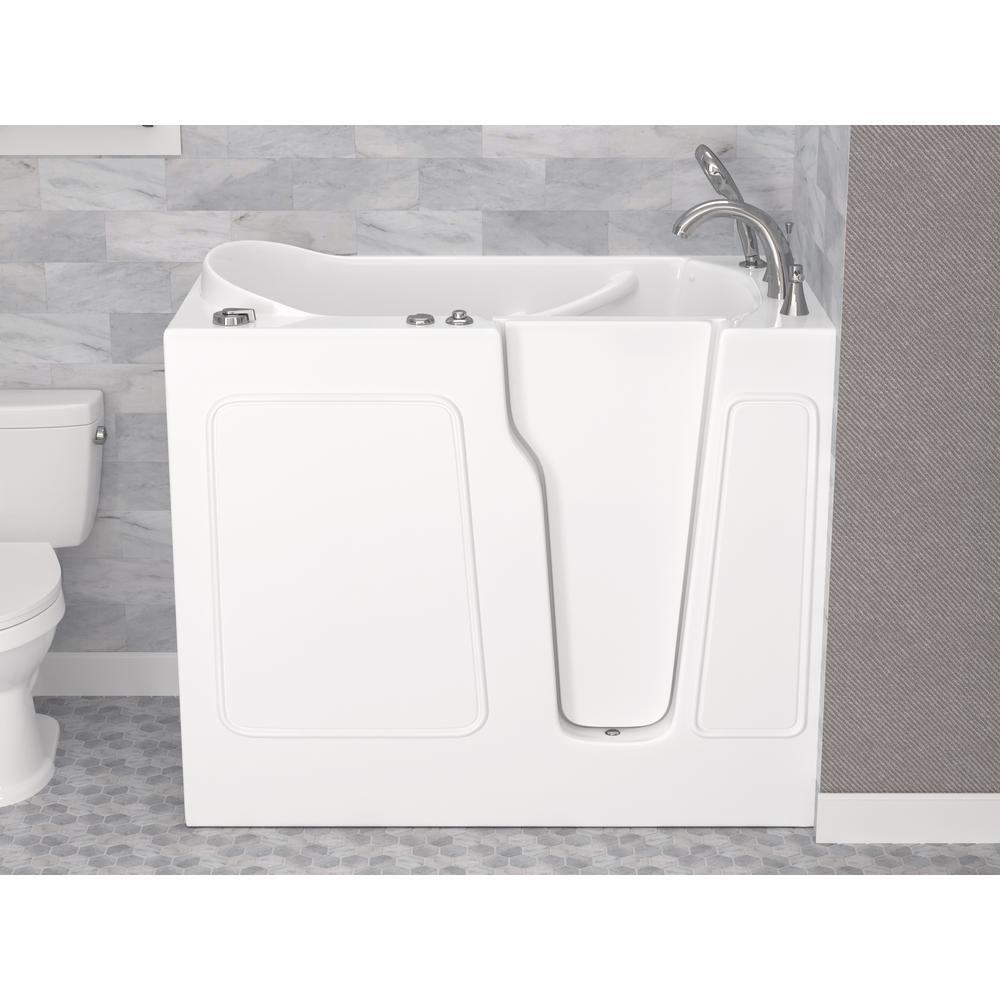 HD Series 46 in. Right Drain Quick Fill Walk-In Whirlpool Bath Tub with Powered Fast Drain in White - Super Arbor