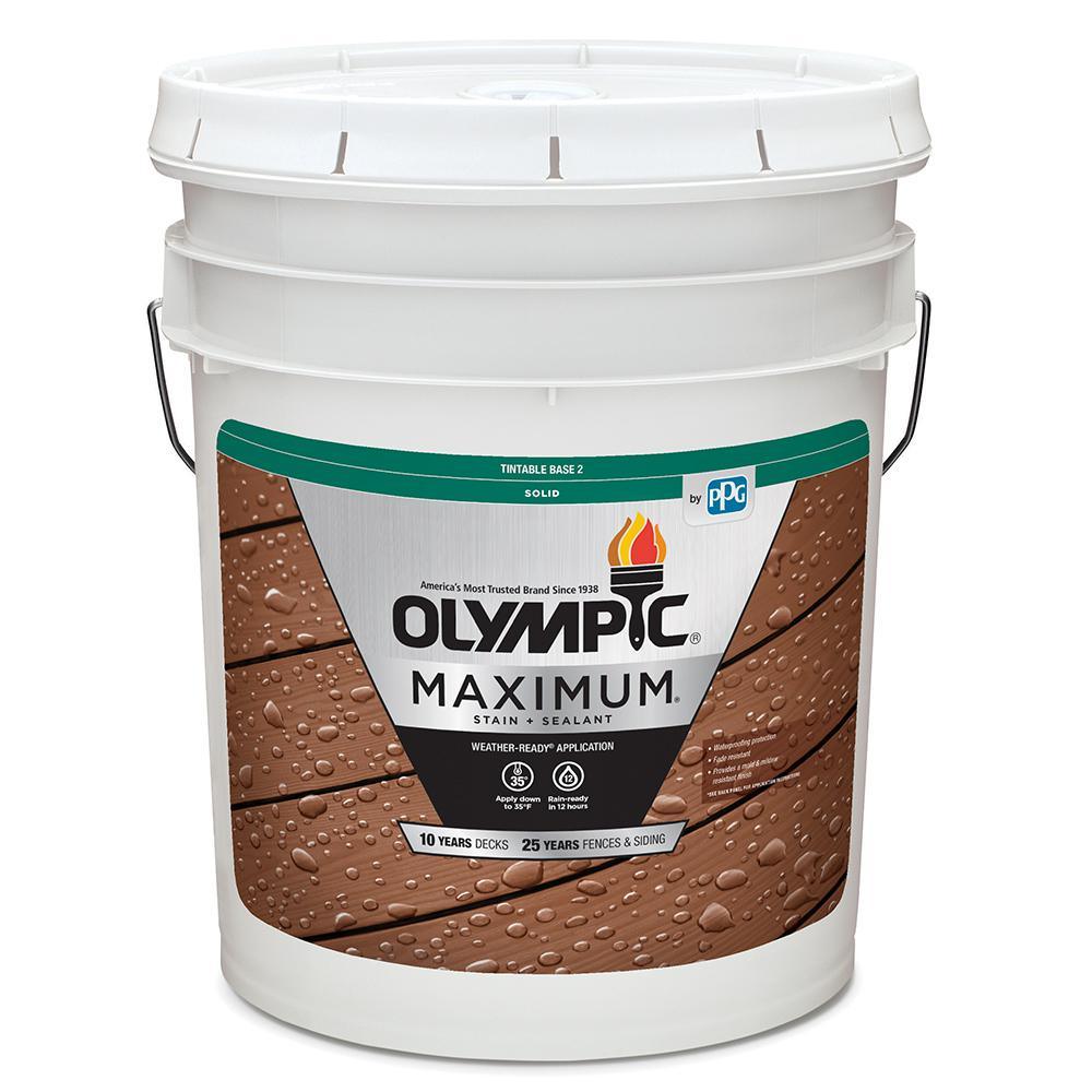 Olympic Maximum 5 gal. Oxford Brown Solid Color Exterior Stain and Sealant in One - Super Arbor