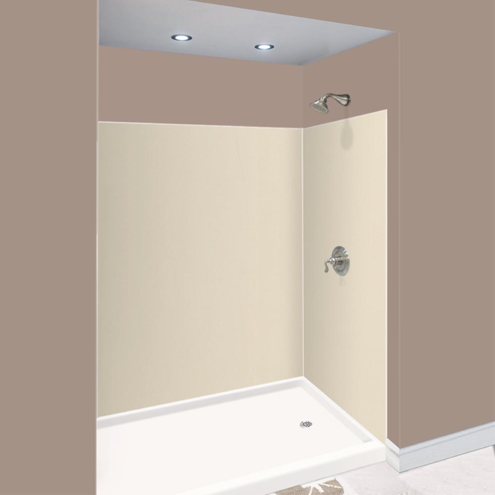 Expressions 48 in. x 48 in. x 96 in. 4-Piece Easy Up Adhesive Alcove Shower Wall Surround in Bianca - Super Arbor