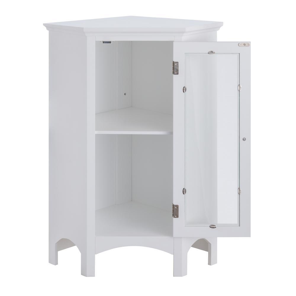 16 in. W x 31 in. H x 22 in. D Denali Corner Floor Cabinet Corner Shelf in White - Super Arbor