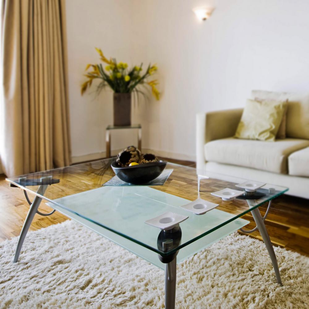 15 in. Clear Square Glass Table Top Tempered Glass 3/8 in. Thick Pencil Polish Touch Corners - Super Arbor
