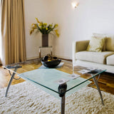 12 in. Clear Square Glass Table Top 1/2 in. Thick Bevel Polish Tempered Radius Corners - Super Arbor
