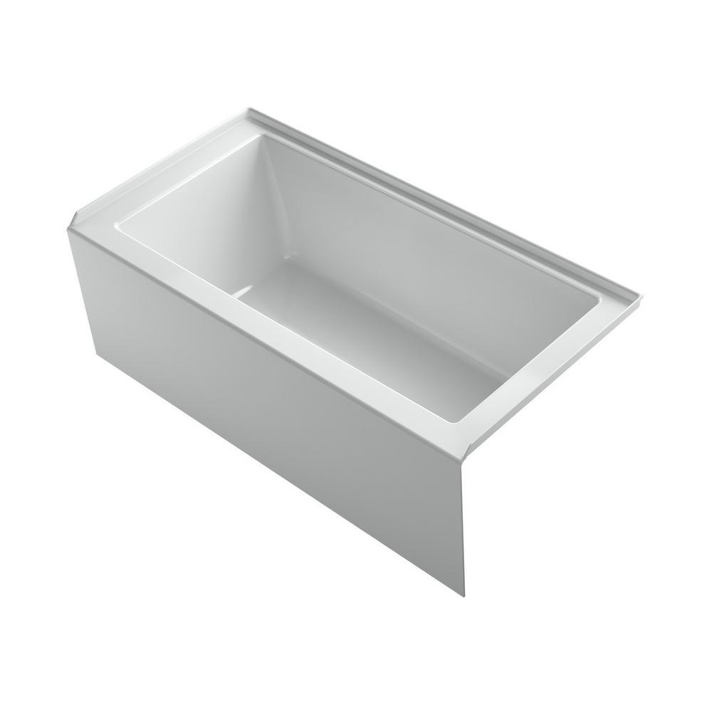 Underscore 60 in. Rectangular Alcove left Drain Bathtub in Ice Grey - Super Arbor