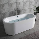 Andria 67 in. Acrylic Freestanding Flat Bottom Whirlpool and Air Bathtub with Drain and Overflow Included in White - Super Arbor