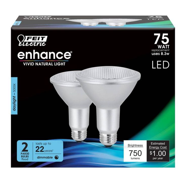 Feit Electric 75-Watt Equivalent PAR30 Dimmable CEC Title 20 LED ENERGY STAR 90+ CRI Flood Light Bulb, Daylight (2-Pack)