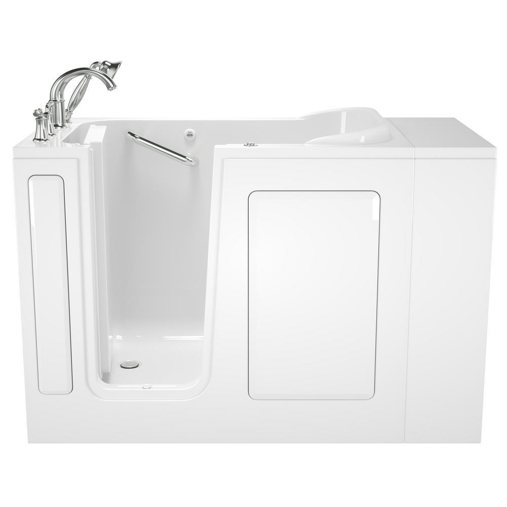 Whirlpool Left-Hand 28 in. x 48 in. Walk-In Bath, Roman Tub Filler, and Cadet 3 FloWise Tall Height Toilet in White - Super Arbor