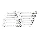 90-Tooth 12-Point Flex Head Ratcheting Combination SAE Wrench Set (14-Piece) - Super Arbor