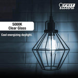 Feit Electric 60-Watt Equivalent ST19 Dimmable LED Clear Glass Vintage Edison Light Bulb With Straight Filament Daylight (4-Pack)