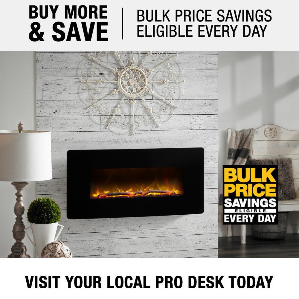 Winslow 35 in. Wall-Mount/Tabletop Linear Electric Fireplace in Black - Super Arbor