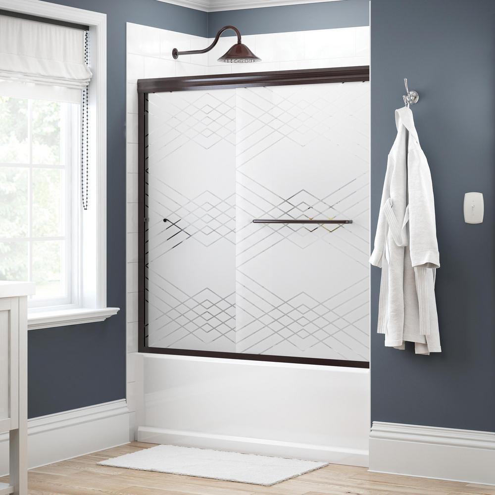 Simplicity 60 in. x 58-1/8 in. Semi-Frameless Traditional Sliding Bathtub Door in Chrome with Transition Glass - Super Arbor