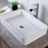 24 in. x 16 in. Bathroom Vessel Sink Modern Rectangle Bathroom Above in White Porcelain Ceramic Vanity Sink Art Basin - Super Arbor