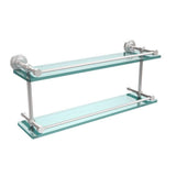 Waverly Place 22 in. L x 8 in. H x 5 in. W 2-Tier Clear Glass Bathroom Shelf with Gallery Rail in Satin Nickel - Super Arbor