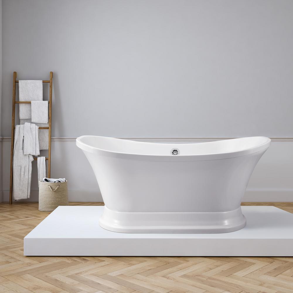 68 in. Acrylic Flatbottom Non-Whirlpool Bathtub in White - Super Arbor