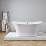 68 in. Acrylic Flatbottom Non-Whirlpool Bathtub in White - Super Arbor