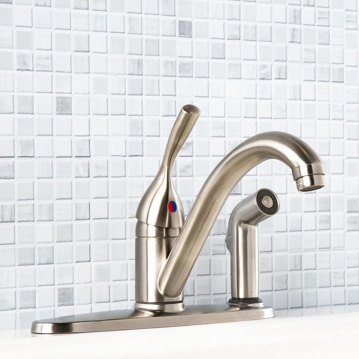 Delta Classic Stainless 1-Handle Deck-Mount Low-Arc Handle Kitchen Faucet (Deck Plate Included)