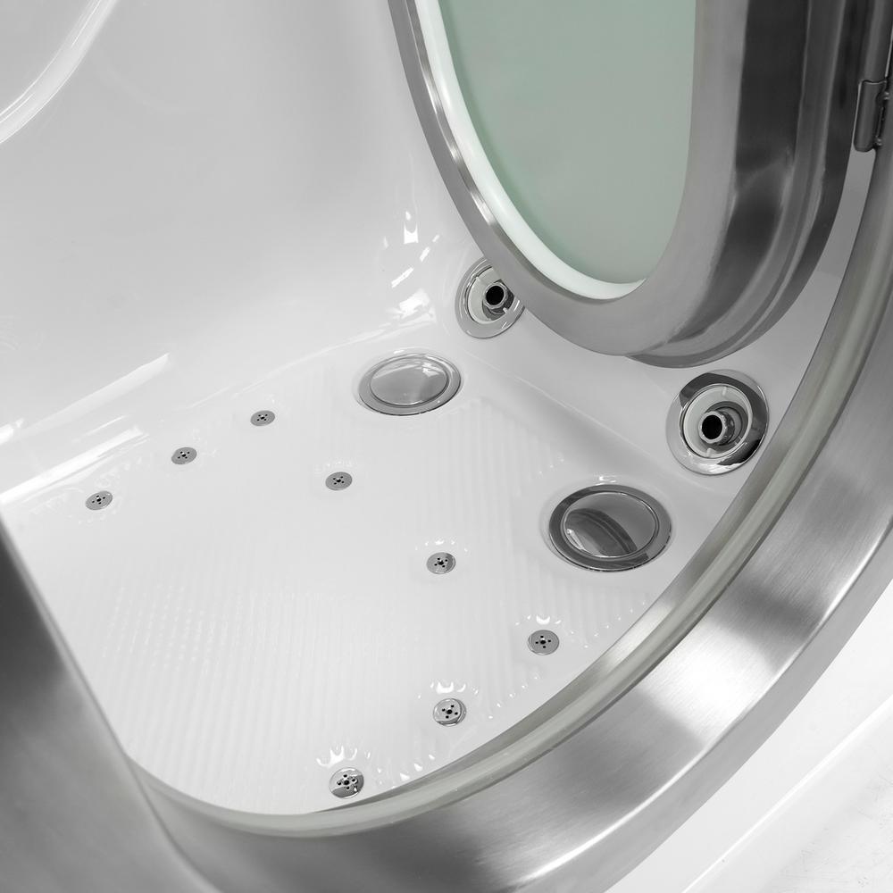 Deluxe 55 in. Acrylic Walk-In Whirlpool and Air Bath Bathtub in White, Fast Fill Faucet, Heated Seat, RHS Dual Drain - Super Arbor