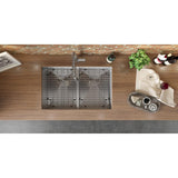 32 in. Low-Divide Double Bowl 50/50 Undermount 16-Gauge Stainless Steel Kitchen Sink - Super Arbor