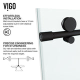 Elan E-class 60 in. x 76 in. Frameless Sliding Shower Door in Matte Black with Clear Glass and Handle - Super Arbor
