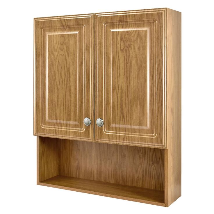 23-1/8 in. W x 27-7/8 in. H Framed Surface-Mount Bathroom Medicine Cabinet in Oak