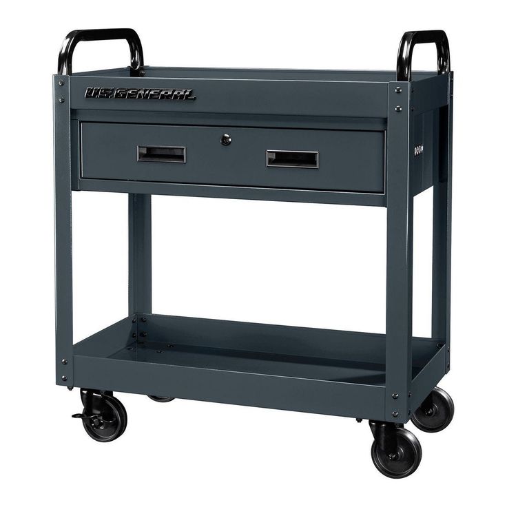 U.S. GENERAL 30 in. Service Cart with Drawer, Slate Gray