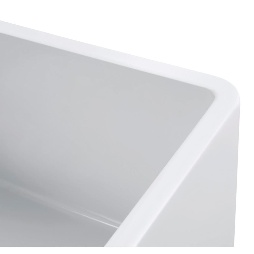 Olde London Farmhouse Fireclay 33 in. Single Bowl Kitchen Sink with Grid with Grid and Strainer