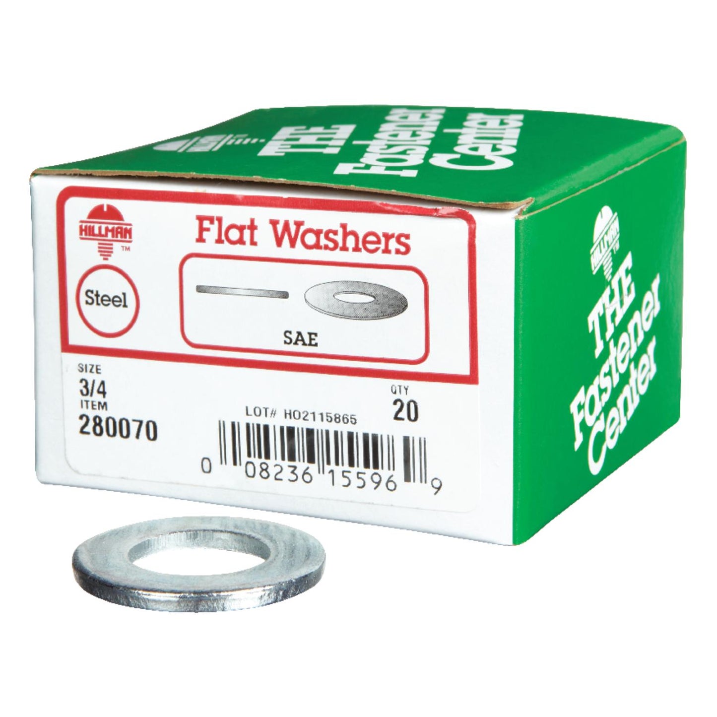 Hillman Zinc-Plated Steel 3/4 in. SAE Flat Washer, 20-Pack