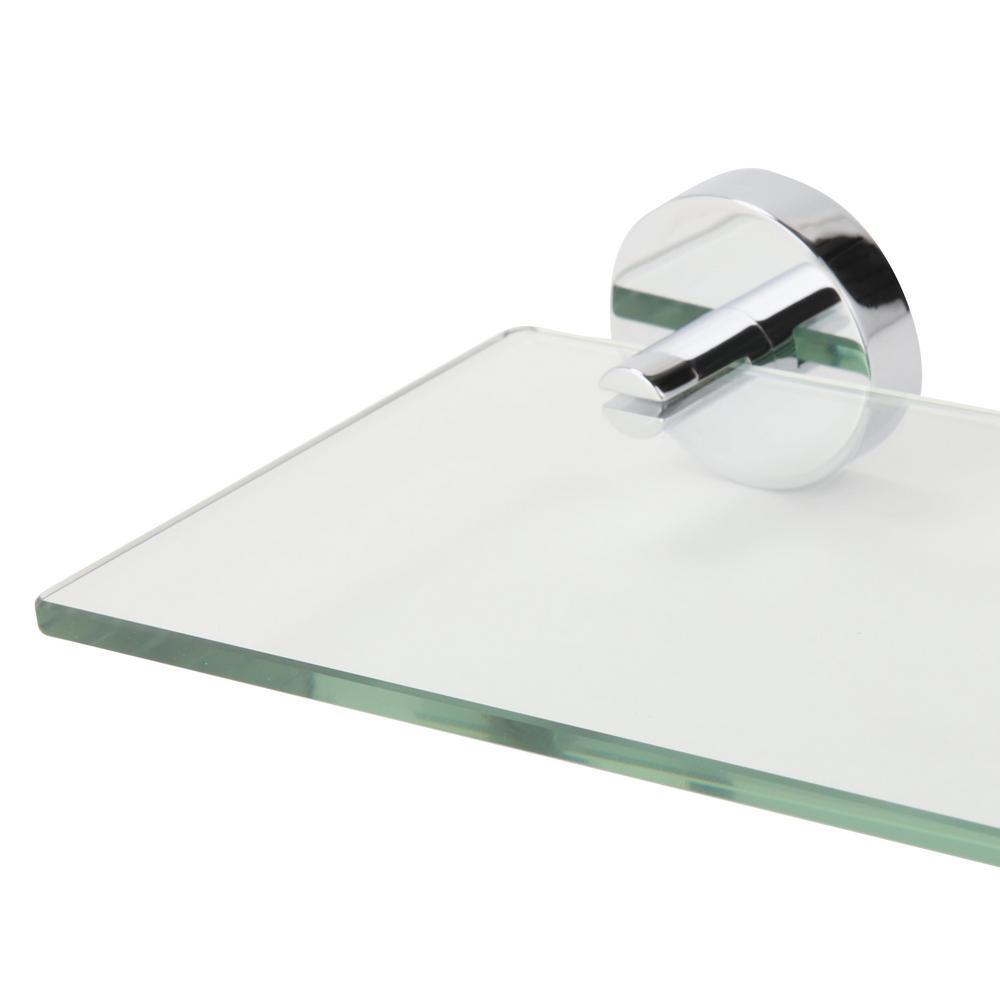 Pendle 5.28 in. L x 2.12 in. H x 24.30 in. W Wall-Mounted Opaque Glass Bathroom Shelf with Flexi-Fix in Chrome - Super Arbor